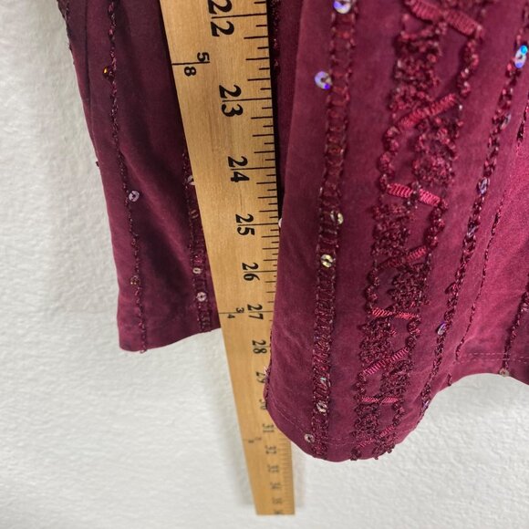 Shannon Ford New York Top Burgundy Sz 3X Embroidered Sequins Boho Peasant - Picture 10 of 11